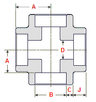 socket-weld-tee-cross-dimension-drawing-forged-fitting